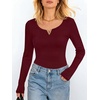 image:imageANRABESS Womens Long Sleeve Shirts Scoop Neck Fall TopsWine Red