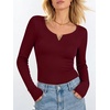 image:imageANRABESS Womens Long Sleeve Shirts Scoop Neck Fall TopsWine Red