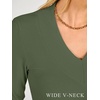image:imageANRABESS Womens Long Sleeve Shirts V Neck Ribbed TopArmy Green