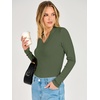image:imageANRABESS Womens Long Sleeve Shirts V Neck Ribbed TopArmy Green