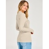 image:imageANRABESS Womens Long Sleeve Shirts V Neck Ribbed TopBeige