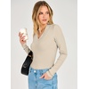 image:imageANRABESS Womens Long Sleeve Shirts V Neck Ribbed TopBeige