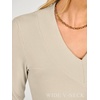 image:imageANRABESS Womens Long Sleeve Shirts V Neck Ribbed TopBeige