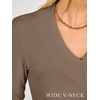 image:imageANRABESS Womens Long Sleeve Shirts V Neck Ribbed TopBrown