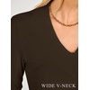 image:imageANRABESS Womens Long Sleeve Shirts V Neck Ribbed TopCoffee