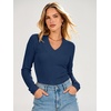 image:imageANRABESS Womens Long Sleeve Shirts V Neck Ribbed TopDeep Blue