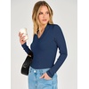 image:imageANRABESS Womens Long Sleeve Shirts V Neck Ribbed TopDeep Blue