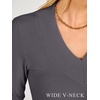 image:imageANRABESS Womens Long Sleeve Shirts V Neck Ribbed TopDeep Grey