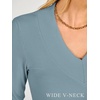 image:imageANRABESS Womens Long Sleeve Shirts V Neck Ribbed TopGrey Blue