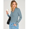 image:imageANRABESS Womens Long Sleeve Shirts V Neck Ribbed TopGrey Blue