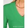 image:imageANRABESS Womens Long Sleeve Shirts V Neck Ribbed TopLight Green