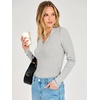 image:imageANRABESS Womens Long Sleeve Shirts V Neck Ribbed TopLight Grey