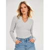 image:imageANRABESS Womens Long Sleeve Shirts V Neck Ribbed TopLight Grey