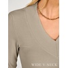 image:imageANRABESS Womens Long Sleeve Shirts V Neck Ribbed TopLight Khaki