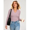 image:imageANRABESS Womens Long Sleeve Shirts V Neck Ribbed TopLight Purple
