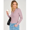 image:imageANRABESS Womens Long Sleeve Shirts V Neck Ribbed TopLight Purple