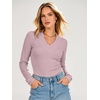 image:imageANRABESS Womens Long Sleeve Shirts V Neck Ribbed TopLight Purple