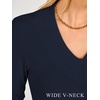 image:imageANRABESS Womens Long Sleeve Shirts V Neck Ribbed TopNavy Blue