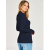 image:imageANRABESS Womens Long Sleeve Shirts V Neck Ribbed TopNavy Blue