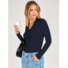 image:imageANRABESS Womens Long Sleeve Shirts V Neck Ribbed TopNavy Blue