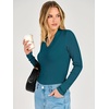 image:imageANRABESS Womens Long Sleeve Shirts V Neck Ribbed TopTeal