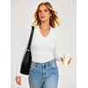 image:imageANRABESS Womens Long Sleeve Shirts V Neck Ribbed TopWhite