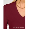 image:imageANRABESS Womens Long Sleeve Shirts V Neck Ribbed TopWine Red