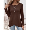 image:imageANRABESS Womens Long Sleeve Shirts Waffle Knit Tunic TopBrown