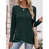 image:imageANRABESS Womens Long Sleeve Shirts Waffle Knit Tunic TopDeep Green