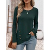 image:imageANRABESS Womens Long Sleeve Shirts Waffle Knit Tunic TopDeep Green