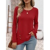 image:imageANRABESS Womens Long Sleeve Shirts Waffle Knit Tunic TopRed
