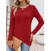 image:imageANRABESS Womens Long Sleeve Shirts Waffle Knit Tunic TopRed