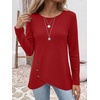 image:imageANRABESS Womens Long Sleeve Shirts Waffle Knit Tunic TopRed