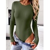 image:imageANRABESS Womens Long Sleeve Thermal Bodysuit TopsArmy Green