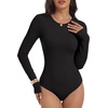 image:imageANRABESS Womens Long Sleeve Thermal Bodysuit TopsBlack