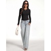 image:imageANRABESS Womens Long Sleeve Thermal Bodysuit TopsBlack