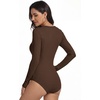 image:imageANRABESS Womens Long Sleeve Thermal Bodysuit TopsCoffee