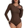 image:imageANRABESS Womens Long Sleeve Thermal Bodysuit TopsCoffee