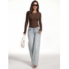 image:imageANRABESS Womens Long Sleeve Thermal Bodysuit TopsCoffee