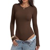 image:imageANRABESS Womens Long Sleeve Thermal Bodysuit TopsCoffee