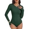 image:imageANRABESS Womens Long Sleeve Thermal Bodysuit TopsDeep Green