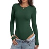 image:imageANRABESS Womens Long Sleeve Thermal Bodysuit TopsDeep Green