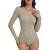 image:imageANRABESS Womens Long Sleeve Thermal Bodysuit TopsGrey Camel