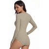 image:imageANRABESS Womens Long Sleeve Thermal Bodysuit TopsGrey Camel