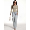 image:imageANRABESS Womens Long Sleeve Thermal Bodysuit TopsGrey Camel