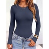 image:imageANRABESS Womens Long Sleeve Thermal Bodysuit TopsNavy Blue