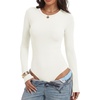 image:imageANRABESS Womens Long Sleeve Thermal Bodysuit TopsWhite