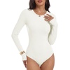image:imageANRABESS Womens Long Sleeve Thermal Bodysuit TopsWhite