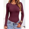 image:imageANRABESS Womens Long Sleeve Thermal Bodysuit TopsWine Red