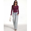 image:imageANRABESS Womens Long Sleeve Thermal Bodysuit TopsWine Red